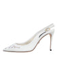 White Leather Stiletto Heels Slingback Shoes