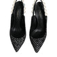 White Black Chevron Faux Pearl Slingback Shoes