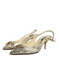 Gold Crystal Pumps Heels Slingbacks Shoes