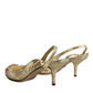 Gold Crystal Pumps Heels Slingbacks Shoes