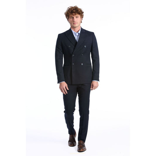 Blue Wool Men Suit