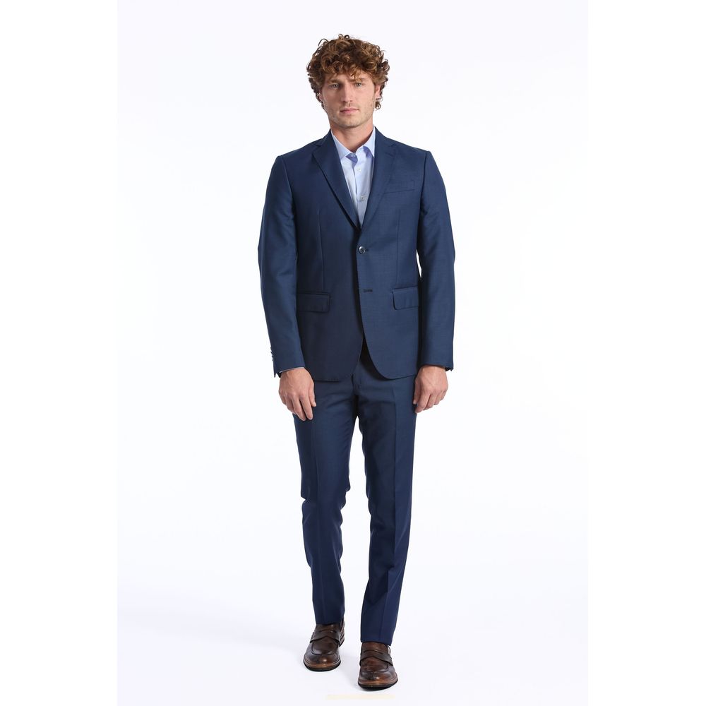 Blue Wool Men Suit