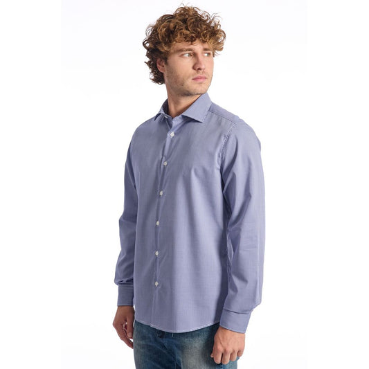 Blue Cotton Men Shirt