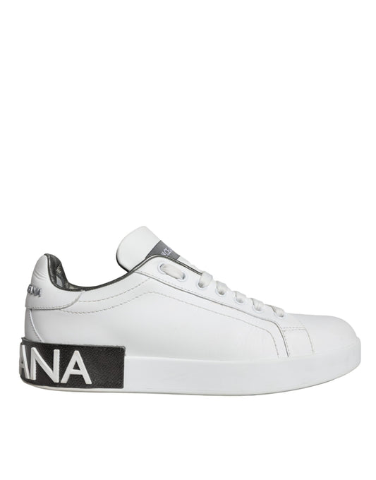 White Leather Portofino Low Top Sneakers Shoes