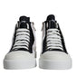 White Black Canvas Logo Mid Top Sneakers Shoes