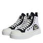 White Black Canvas Logo Mid Top Sneakers Shoes