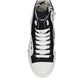 White Black Canvas Logo Mid Top Sneakers Shoes