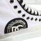 White Black Canvas Logo Mid Top Sneakers Shoes