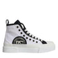 White Black Canvas Logo Mid Top Sneakers Shoes