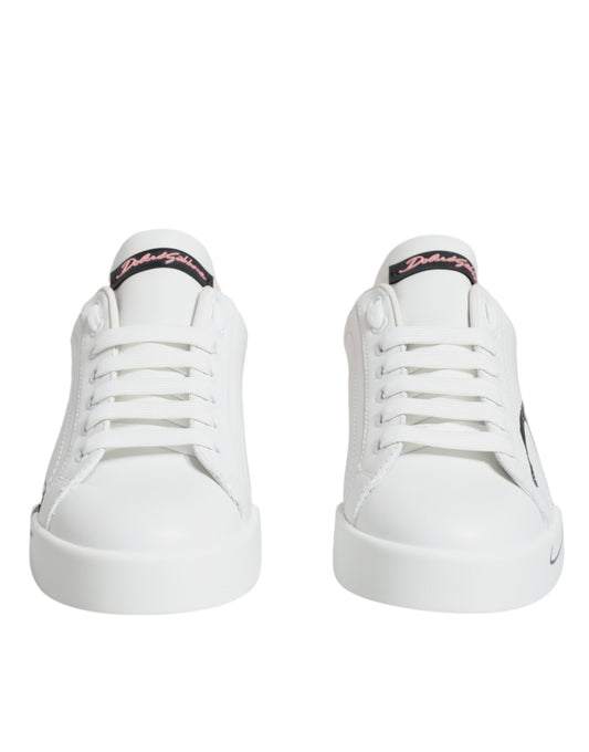 White Pink Portofino Low Top Sneakers Shoes