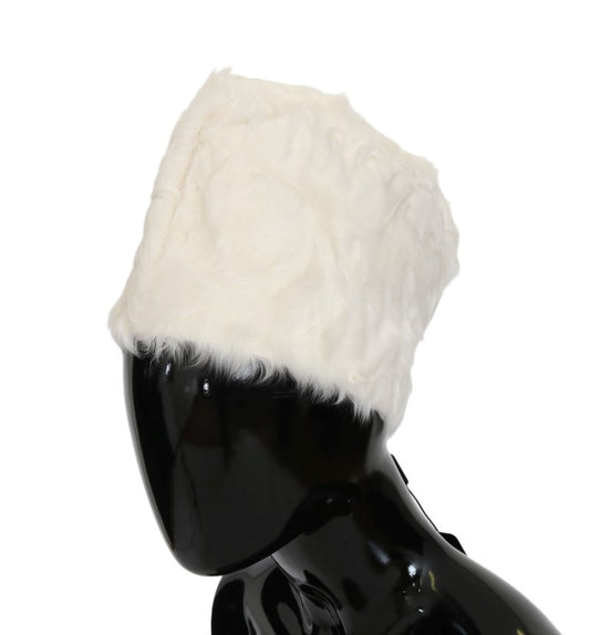 Elegant White Fur Beanie Luxury Winter Hat