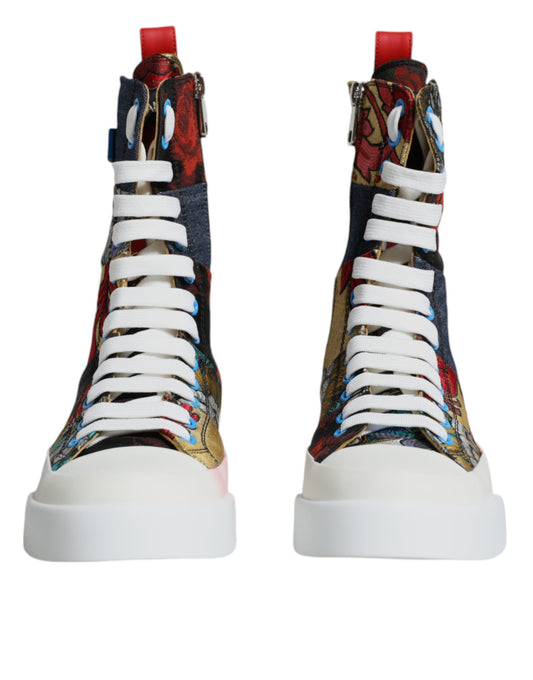 Multicolor Patchwork Logo High Top Sneakers Shoes