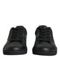 Black Leather Heart Embellished Sneakers Shoes