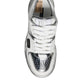 White Silver Leather Low Top Sneakers Shoes