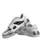 White Silver Leather Low Top Sneakers Shoes