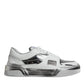 White Silver Leather Low Top Sneakers Shoes