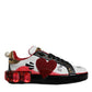 White Red Crystals Leather Portofino Sneakers Shoes