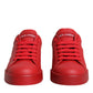 Red Leather Low Top Women Sneakers Shoes