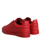 Red Leather Low Top Women Sneakers Shoes