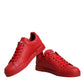 Red Leather Low Top Women Sneakers Shoes