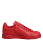 Red Leather Low Top Women Sneakers Shoes