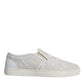 White Leather Lace Slip On Loafers Shoes