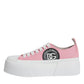 Pink White Canvas Logo Low Top Sneakers Shoes