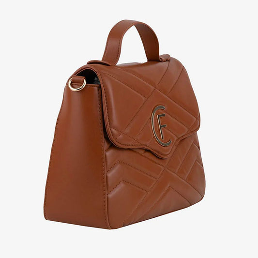 Brown Artificial Leather Women Crossbody Bag