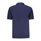 Blue Cotton Men Polo Shirt