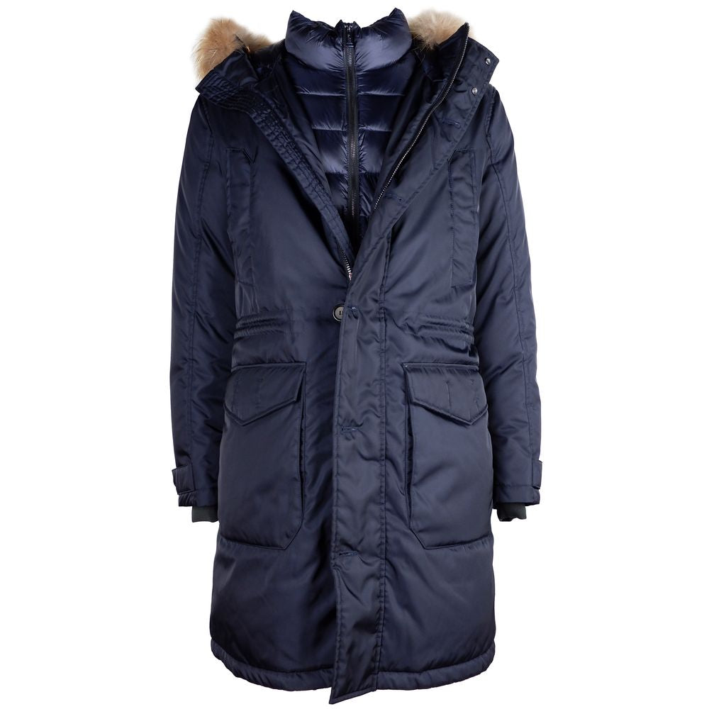 Blue Nylon Men's Down Jacket