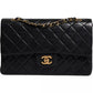 Black Lambskin Medium Classic Double Flap Quilted Gold Shoulder Bag