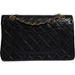 Black Lambskin Medium Classic Double Flap Quilted Gold Shoulder Bag