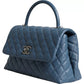 Dark Blue Flap Top Medium Coco Handle Bag