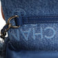 Denim Mood Flap Micro Logo Printed Fringed Shoulder Bag