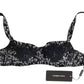 Elegant Black Floral Lace Silk Bra