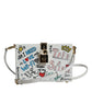 White Graffiti Print Clutch Crossbody Bag