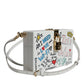 White Graffiti Print Clutch Crossbody Bag