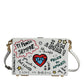 White Graffiti Print Clutch Crossbody Bag