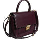 Purple Leather Logo Plaque Crossbody MINDY Satchel Bag