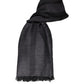 Dark Gray Wool Viscose Foulard Patterned Scarf