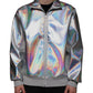 Silver Iridescent Full Zip Men Bomber Jacket