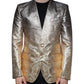 Gold Jacquard Single Breasted Dress Blazer