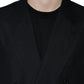 Dark Blue Linen Double Breasted Dress Blazer