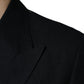 Black Linen Double Breasted Dress Blazer