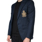 Blue Wool Logo Single Breasted Coat Blazer