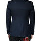 Blue Wool Logo Single Breasted Coat Blazer