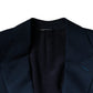 Blue Wool Logo Single Breasted Coat Blazer