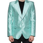 Mint Green Silk Single Breasted Coat Blazer