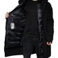 Black Hooded Parka Cotton Trench Coat Jacket