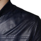 Blue Lambskin Leather Full Zip Biker Jacket